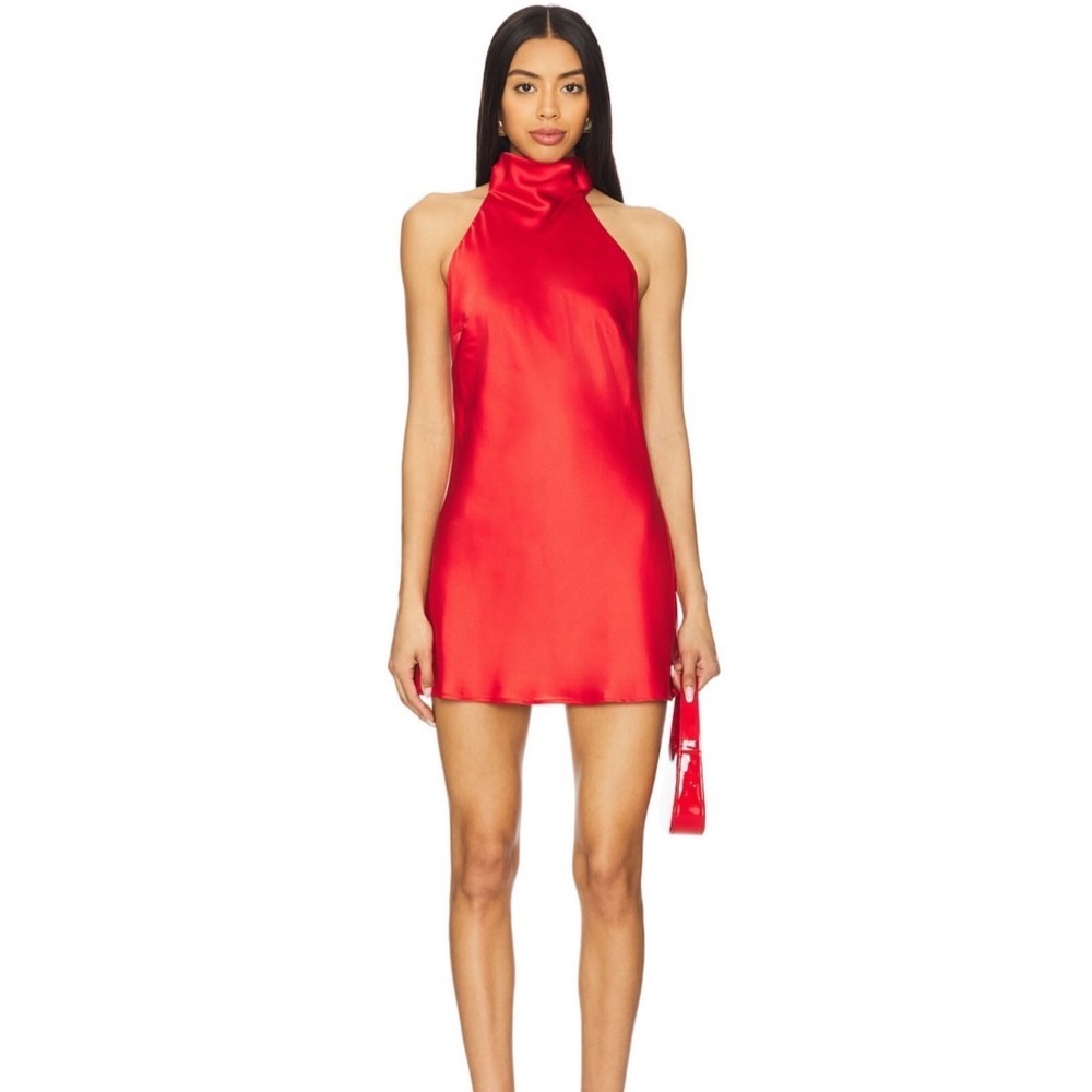 Sau Lee Penny Backless Satin Mini Dress Red Size 4